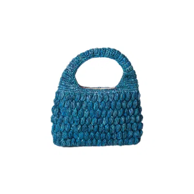 Yumi Weaves Women's Blue Limited Mini Raffia Evening Bag