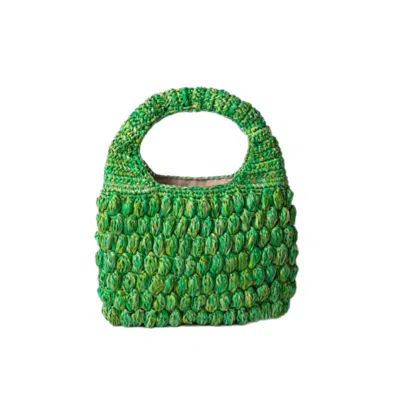 Yumi Weaves Women's Green Limited Mini Raffia Evening Handbag