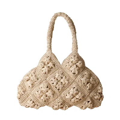 Yumi Weaves Women's Neutrals Dolores Flower-weaved Raffia Bag In Natural