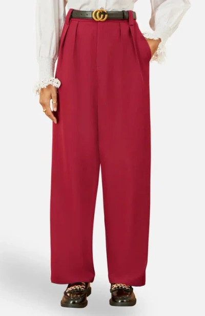 Yumi Wide Leg Trousers In Burgundy