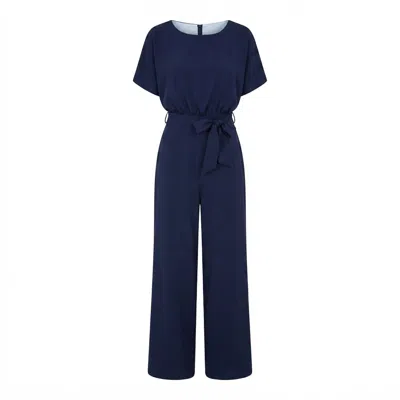 Yumi Women's Blue  Navy Batwing Stretch Jumpsuit