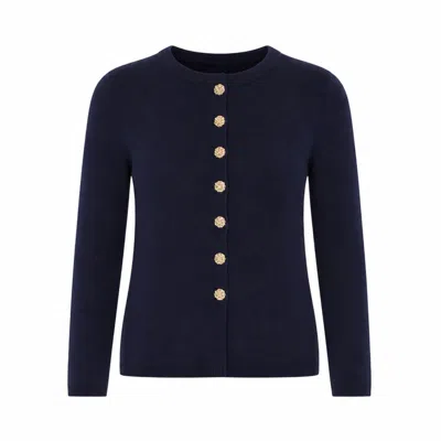 Yumi Women's Blue  Navy Knitted Fitted Peplum Cardigan