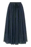 Yumi Women's Blue  Navy Mesh Heart Print Tulle Skirt