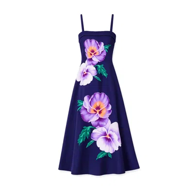 Yumi Pansy Strappy Midi Dress In Blue