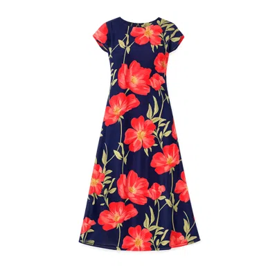 Yumi Poppy Print Midi Mesh Dress In Multi