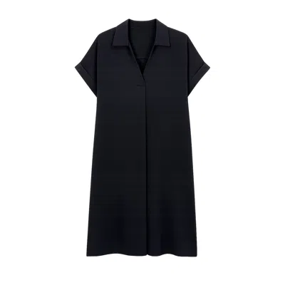 Yumi Women's Blue  Navy Relaxed Fit Collared Tunic Dress