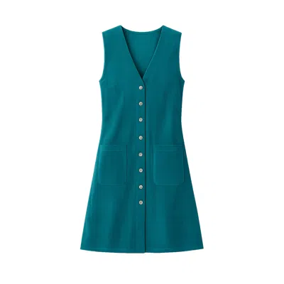 Yumi Cord Tunic Dress With Pockets In Blue
