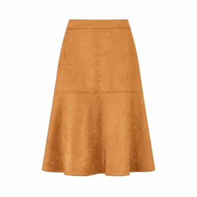 Yumi Women's Brown Faux Suede Midi Skirt
