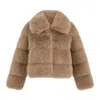 Yumi Women's Brown  Coffee Luxe Faur Fur Coat In Brown