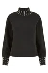 Yumi Women's Mela Black Pearl Detail High Neck Jumper In Black