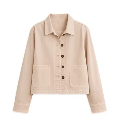 Yumi Women's Neutrals  Beige Canvas Jacket With Patch Pockets In Brown
