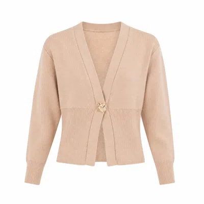 Yumi Women's Neutrals  Beige Knitted Button Cardigan