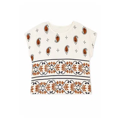 Yumi Women's Neutrals  Ivory Viscose Paisley Top In Multi
