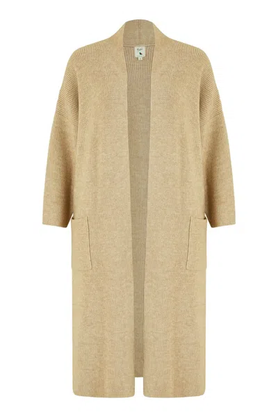 Yumi Women's Neutrals  Knitted Maxi Cardigan With Pockets In Oatmeal
