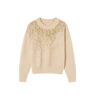 Yumi Relaxed Knitted Sequin Sweater In Brown