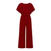 Yumi Batwing Stretch Jumpsuit In Red