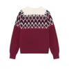 Yumi Women's Red  Burgundy Fair Isle Relaxed Fit Knitted Jumper In Multi