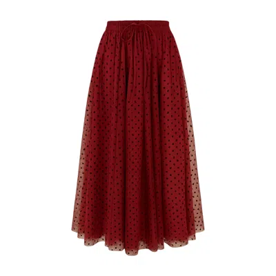 Yumi Women's Red  Burgundy Mesh Heart Print Tulle Skirt