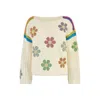 Yumi Women's White  Cream Crochet Flower Jumper