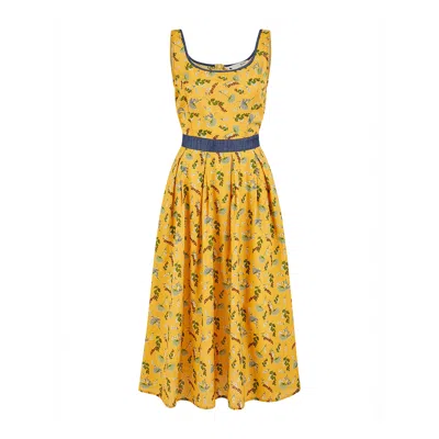 Yumi Cinched Waist Skater Dress In Orange