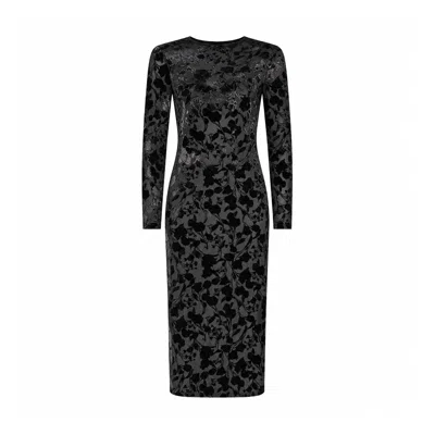 Yumi Women's  Black Burnout Velvet Midi Dress