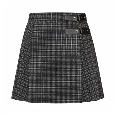 Yumi Women's  Black Check Pleated Mini Skirt