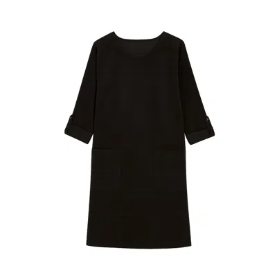Yumi Women's  Black Cord Tunic Dress With Three-fourths Sleeves And Pockets