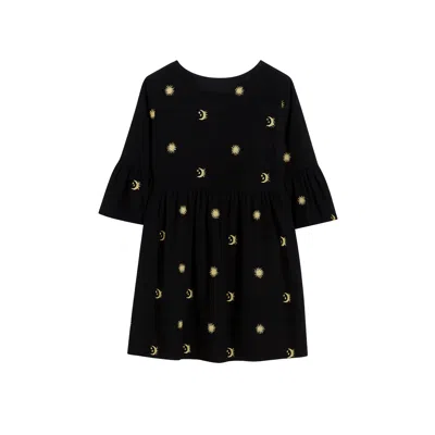 Yumi Women's  Black Cosmic Embroidery Cord Tunic Dress