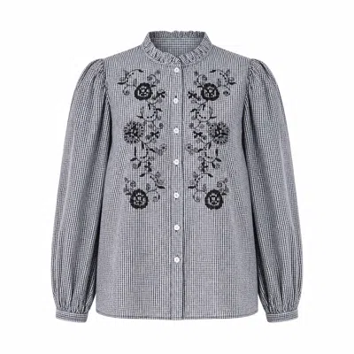 Yumi Cotton Gingham Embroidered Shirt In Multi
