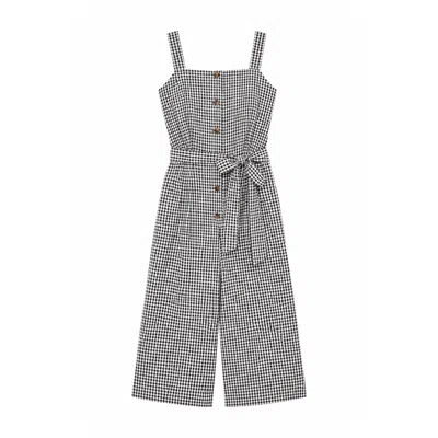 Yumi Women's  Black Gingham Button Through Jumpsuit In Multi