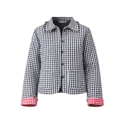 Yumi Women's  Black Gingham Frill Collar Jacket