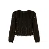 Yumi Women's  Black Hanging Sequin Long Sleeve Top In Brown