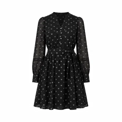 Yumi Women's  Black Heart Print Mini Dress