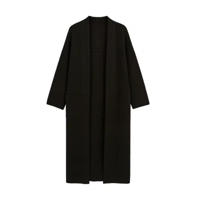 Yumi Women's  Black Knitted Maxi Cardigan With Pockets