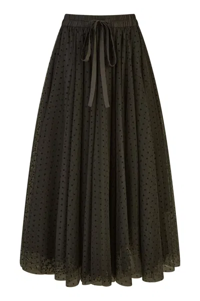 Yumi Women's  Black Mesh Heart Print Tulle Skirt
