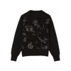 Yumi Relaxed Fit Floral Sequin Sweater In Black