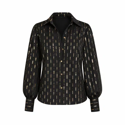 Yumi Women's  Black Sequin Dash Blouse