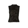 Yumi Women's  Black Sequin High Neck Top In Black