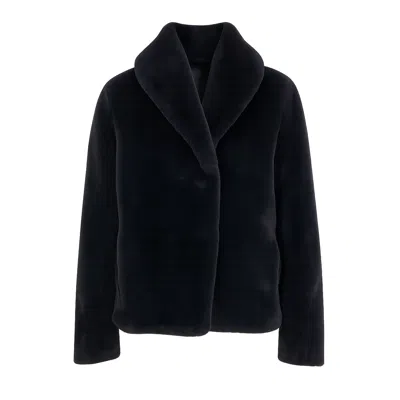 Yumi Women's  Black Short Wrap Faux Fur Coat