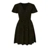 Yumi Women's  Black Skater Dress With Mini Star Foil Print In Black