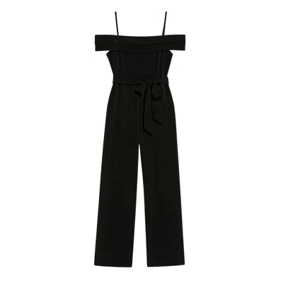 Yumi Women's  Black Sparkle Stretch Bardot Jumpsuit