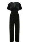 Yumi Women's  Black Sparkle Velvet Jumpsuit In Black