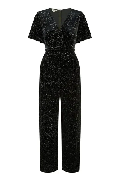 Yumi Women's  Black Sparkle Velvet Jumpsuit