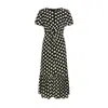Yumi Women's  Black Velvet Spot Print Twist Knot Waist Midi Dress In Black