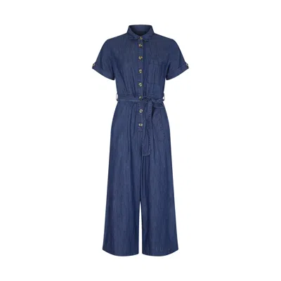 Yumi Women's  Blue Button Denim Jumpsuit