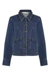 Yumi Women's  Blue Denim Jacket With Patch Pockets