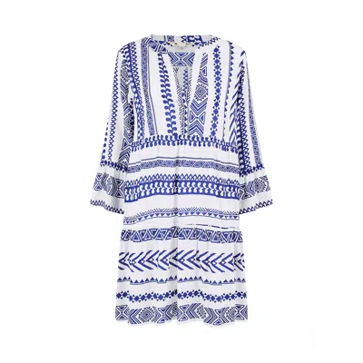 Yumi Women's  Blue Geo Stripe Print Beach Tunic In Purple