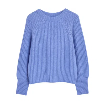 Yumi Women's  Blue Knitted Relax Fit Jumper