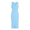 Yumi Cotton Scallop Crochet Knitted Dress In Blue