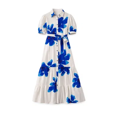 Yumi Scattered Floral Shirt Dress In Pink